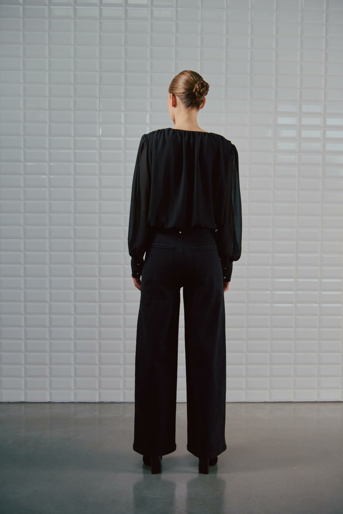 WBLKate HW Wide Jeans, Washed Black Denim