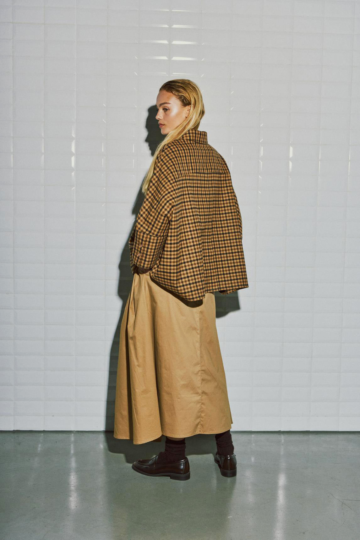 WBLMadison Check Bat Shirt, Camel Check