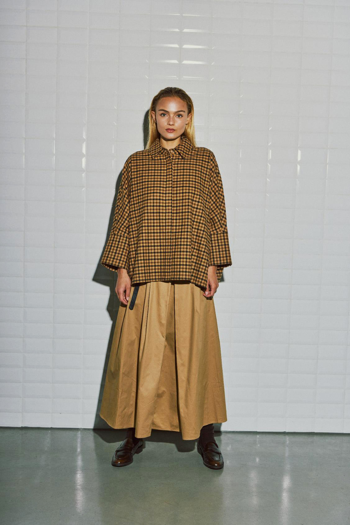 WBLMadison Check Bat Shirt, Camel Check