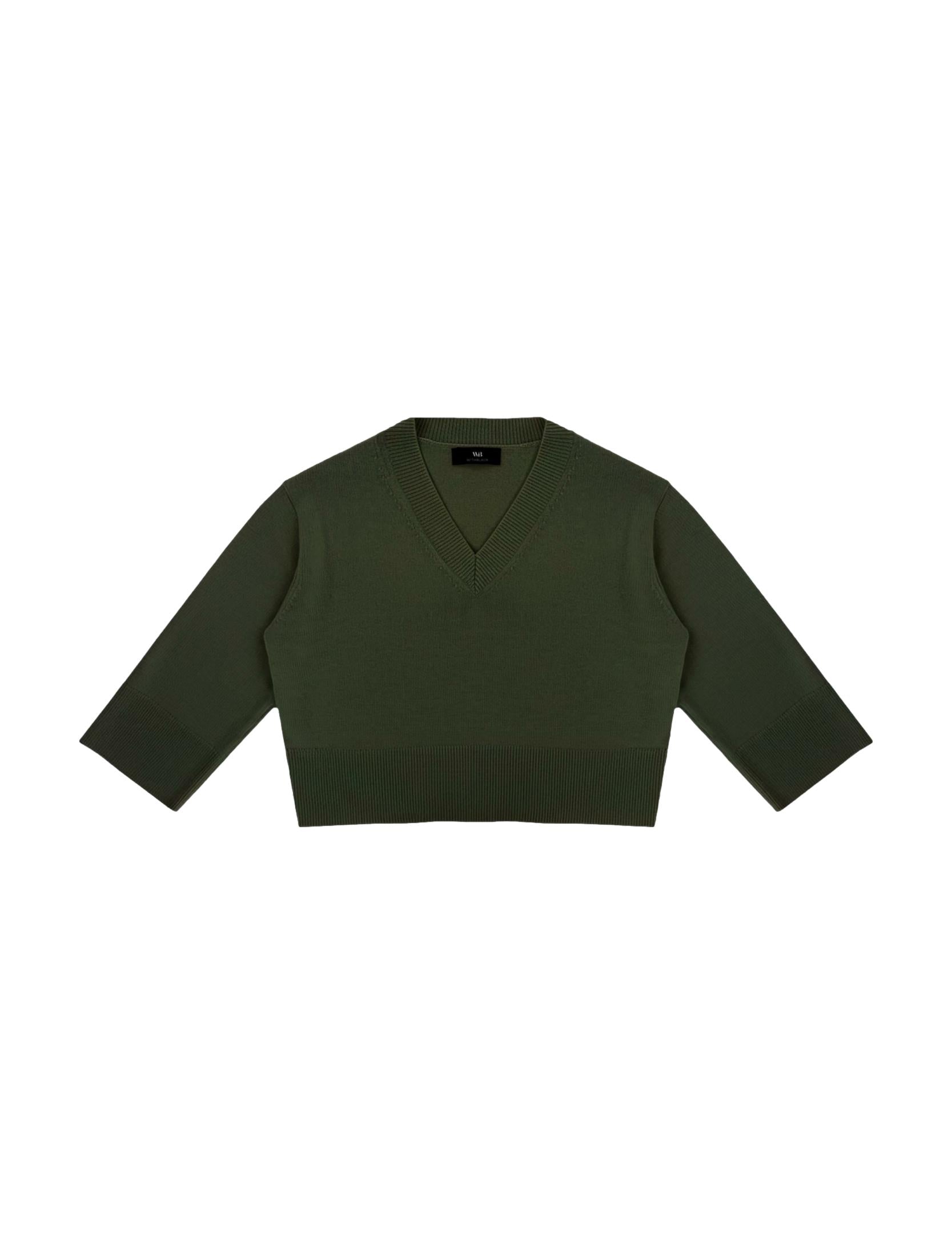 WBLCamilla LS V-Neck Pullover, Dark Green