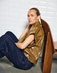 Gilian Vegan Waistcoat, Brown Stone