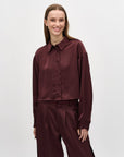 Emele - M Satin Shirt - Burgundy