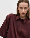 Emele - M Satin Shirt - Burgundy