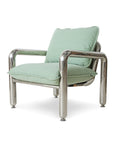 Chrome lounge armchair, canvas mint