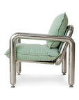 Chrome lounge armchair, canvas mint
