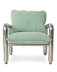 Chrome lounge armchair, canvas mint