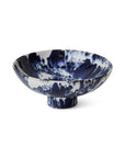 Ceramic bowl on base, indigo