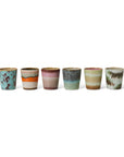 70s ceramics: coffee mugs, surreal (set of 6)