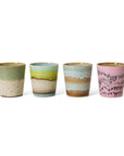 70s ceramics: coffee mugs, pop art (set of 4)