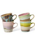 70s ceramics: americano mugs, rococo (set of 4)