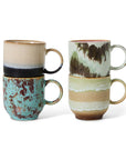 70s ceramics: café mugs, abstract (set of 4)