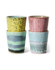 70s ceramics: coffee mugs, artistic (set of 4)