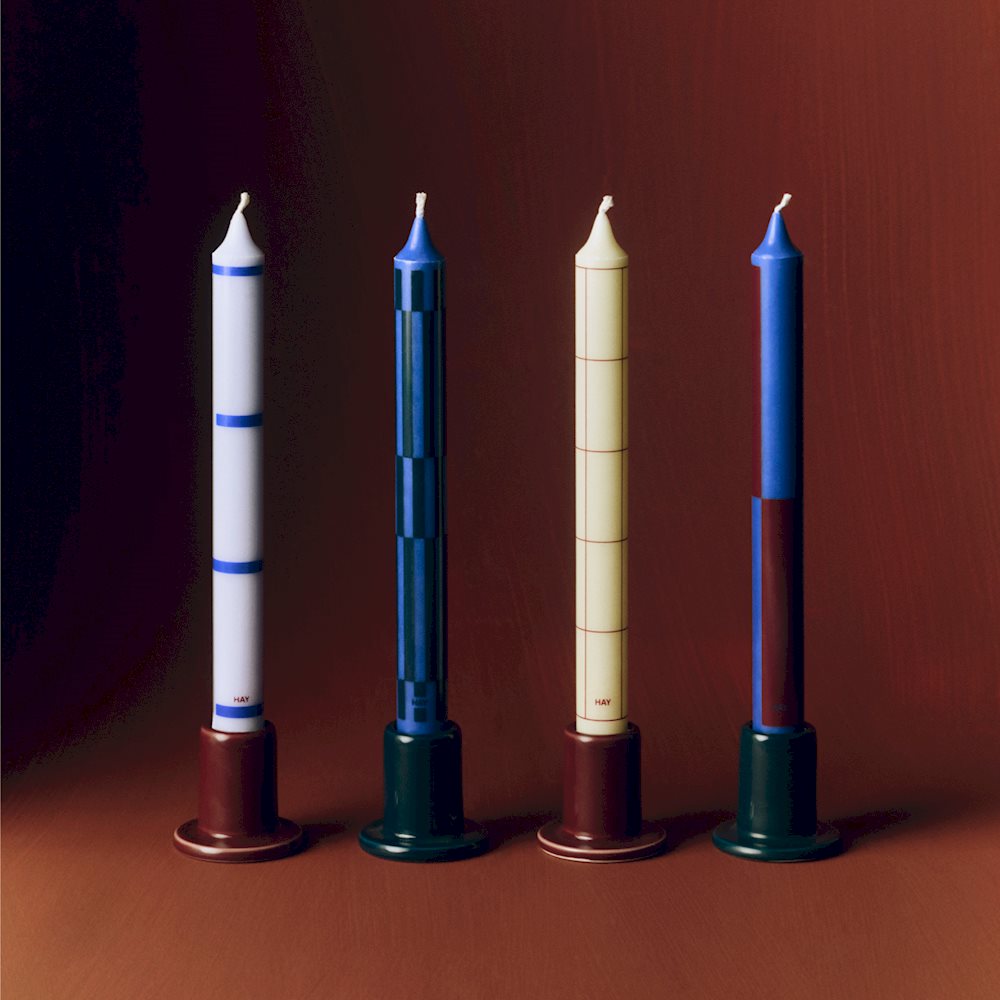 Pattern Candle-Blue and silver, Set of 4