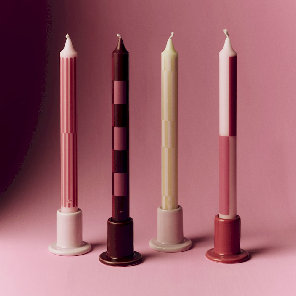 Pattern Candle-Pink and bordeaux, Set of 4