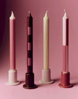 Pattern Candle-Pink and bordeaux, Set of 4