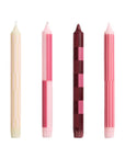 Pattern Candle-Pink and bordeaux, Set of 4