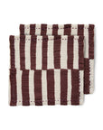 Cotton napkins striped burgundy, set of 2