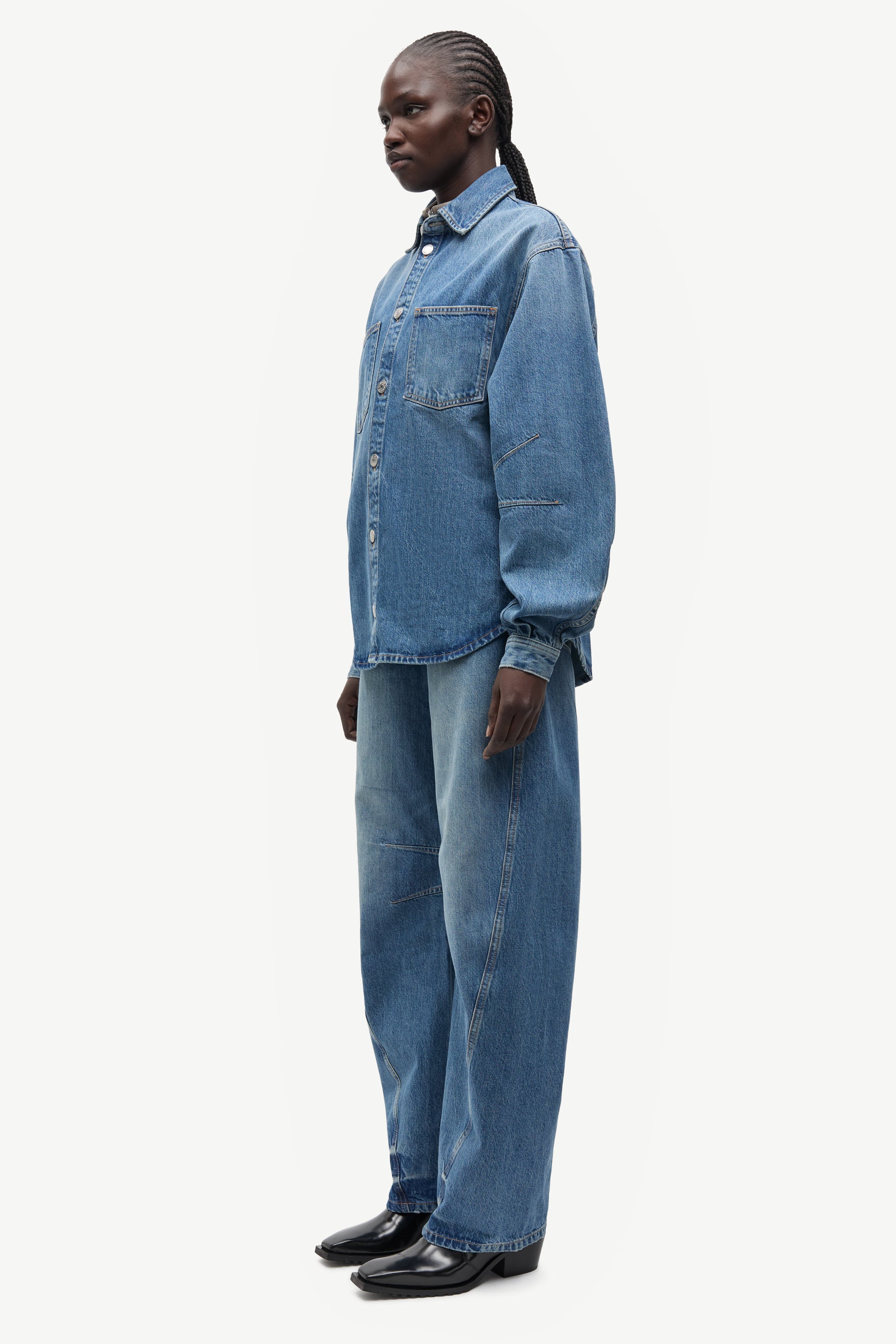 Saharp seam shirt, Sephia blue