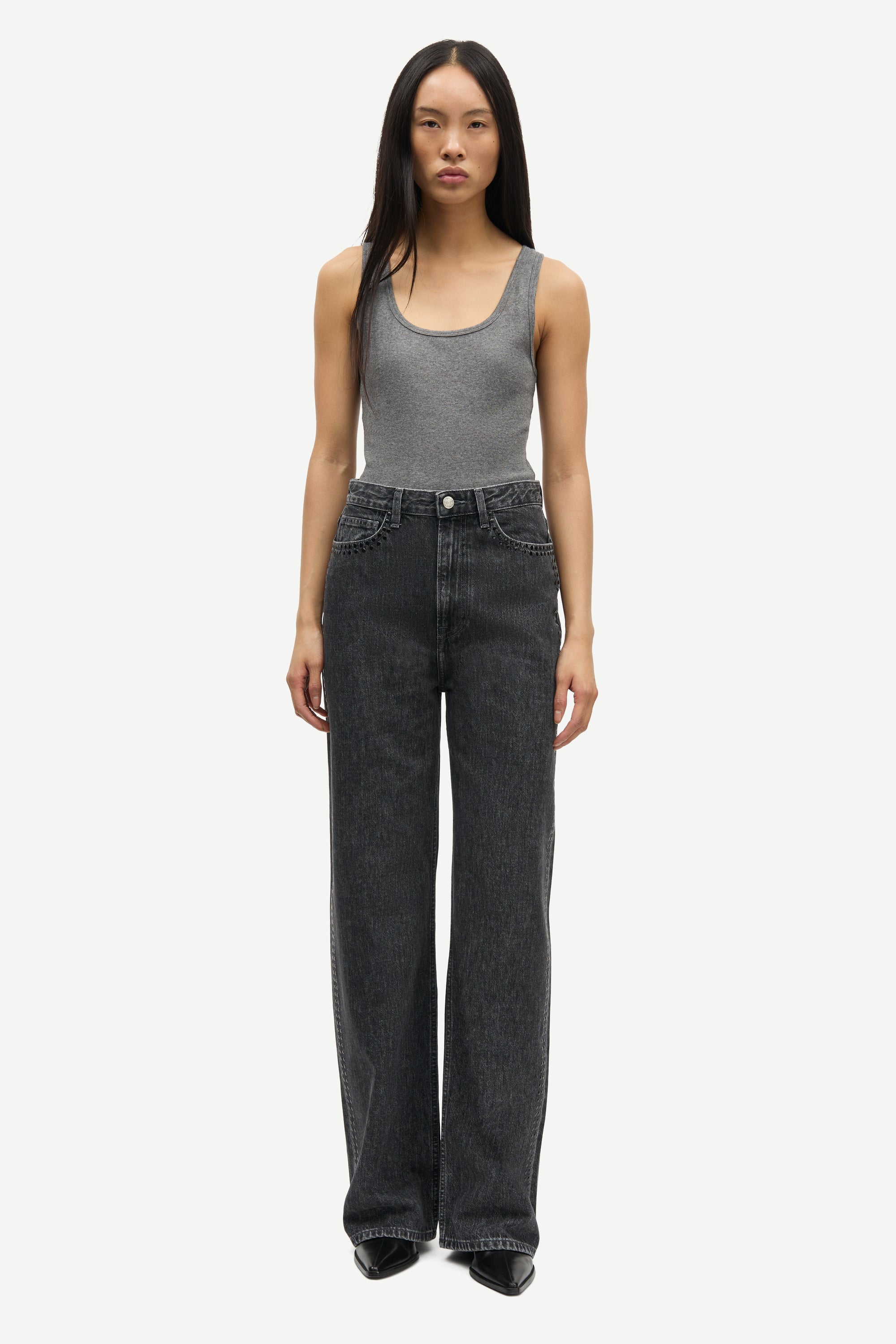 Sashelly Jeans Studs, Grey Cloud