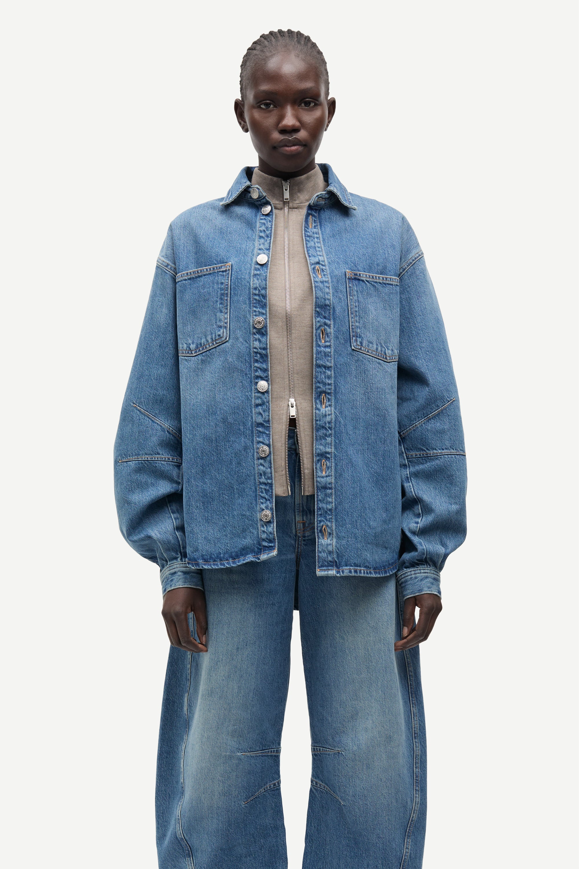 Saharp seam shirt, Sephia blue